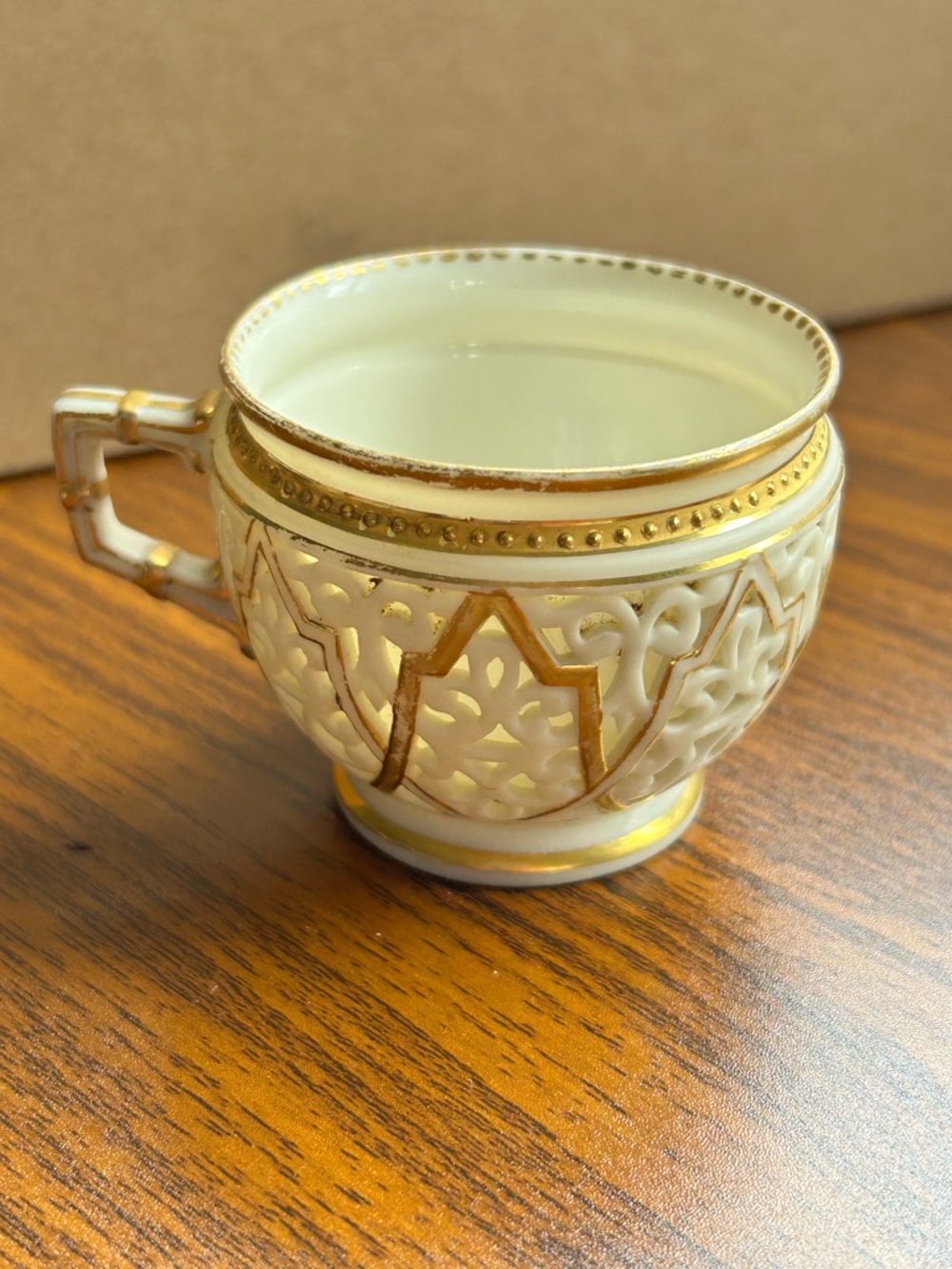 Antique Royal Worcester Reticulated Porcelain Cup